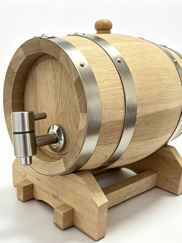Wooden Plank Barrel  (Wooden Bung & Stainless Steel Spigot)